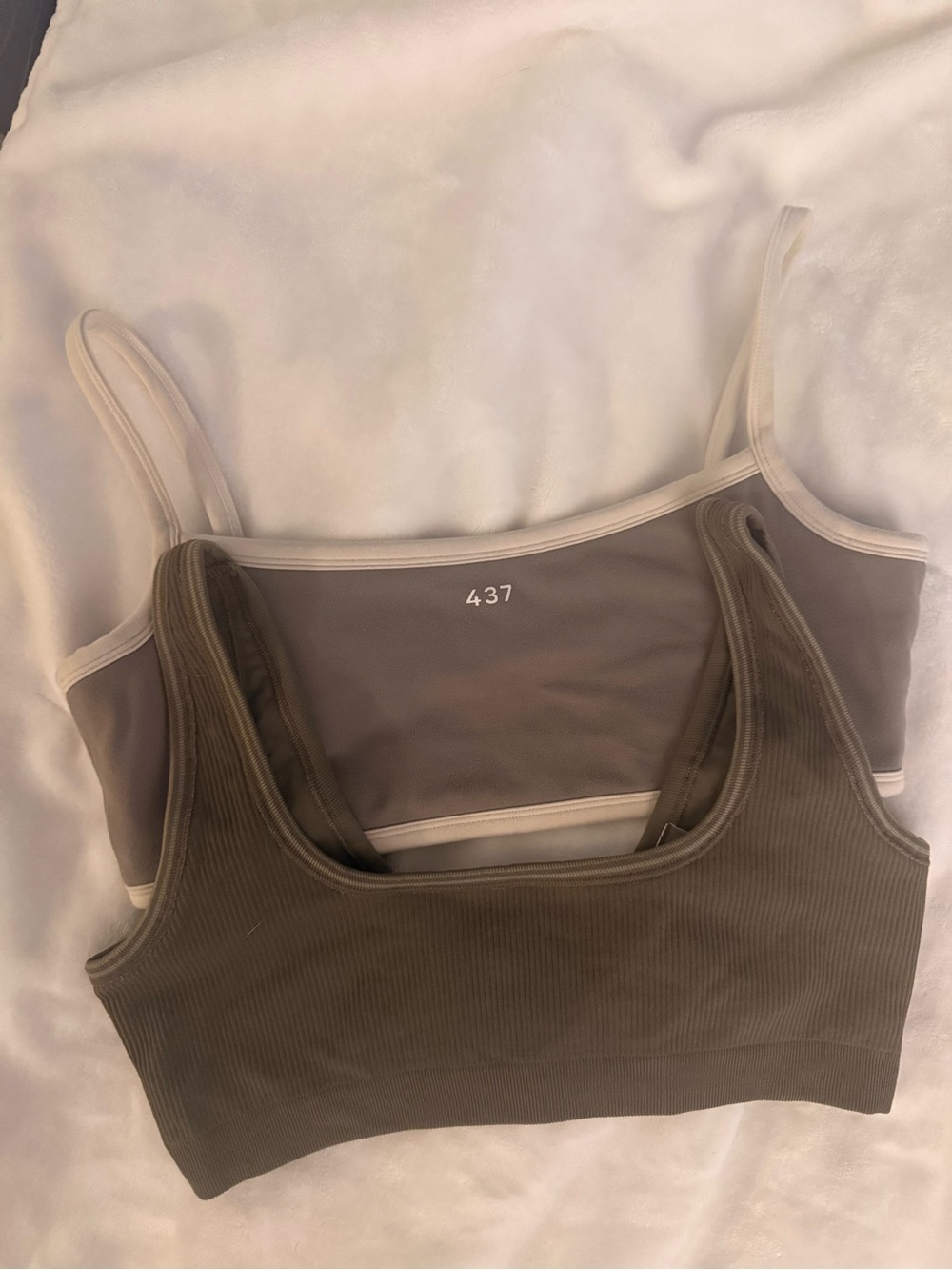 SKIMS Two-Pack Camisole Tank Bras in Taupe and Light Beige